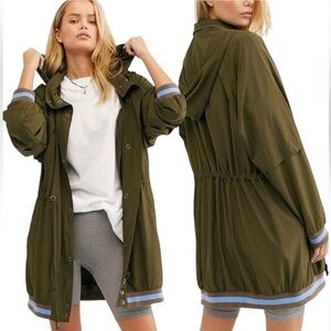 Free People Wind Swept Jacket XSmall Oversized Long Olive